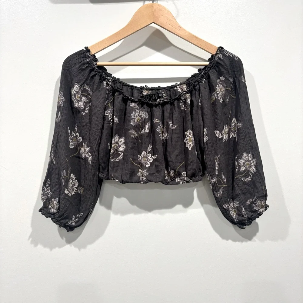 Christy Dawn Margot Floral Crop Top and Tiered Midi Grey Skirt‎ Set Set XS